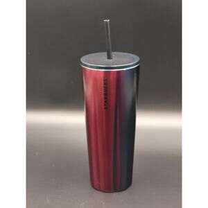 Starbucks Fall 2021 Matte Red Blue Oil Slick Stainless Tumbler Cold Cup 24 oz